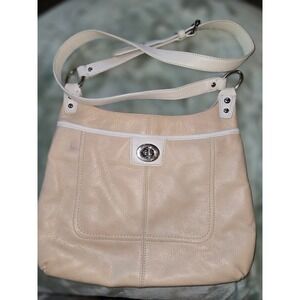 Coach Kristin Beige Cream Leather Hobo Shoulder Bag F19235